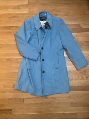 Lands' End Light Blue Wool-Blend Pea Coat